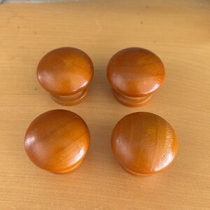 Vintage SET OF FOUR knobs small wood knobs dresser drawer pulls cupboard knobs